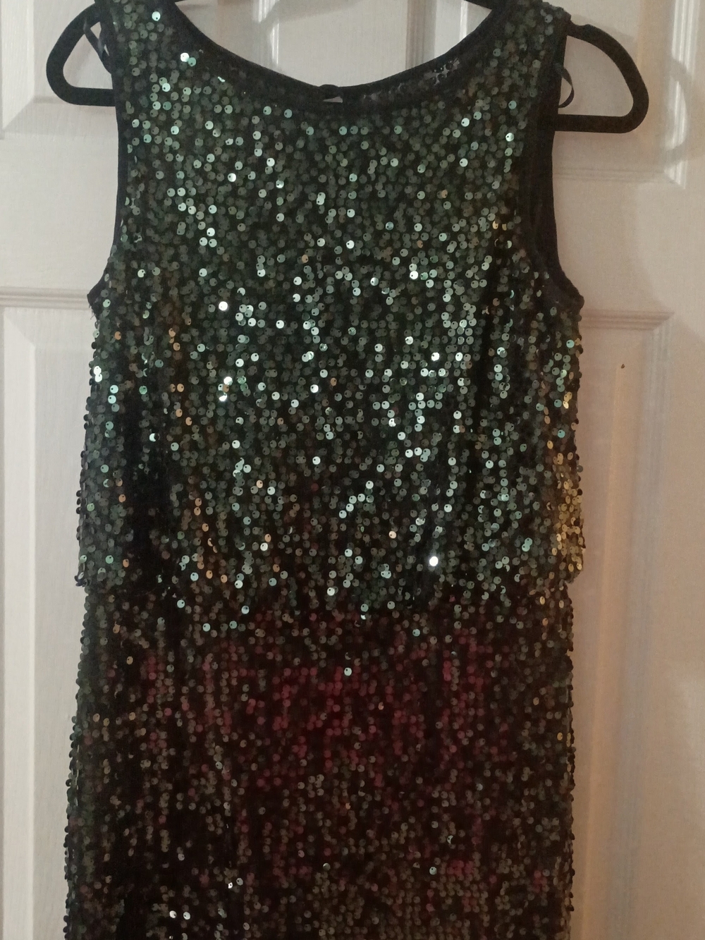 Xscape Green Black Sequin Cocktail Dress
